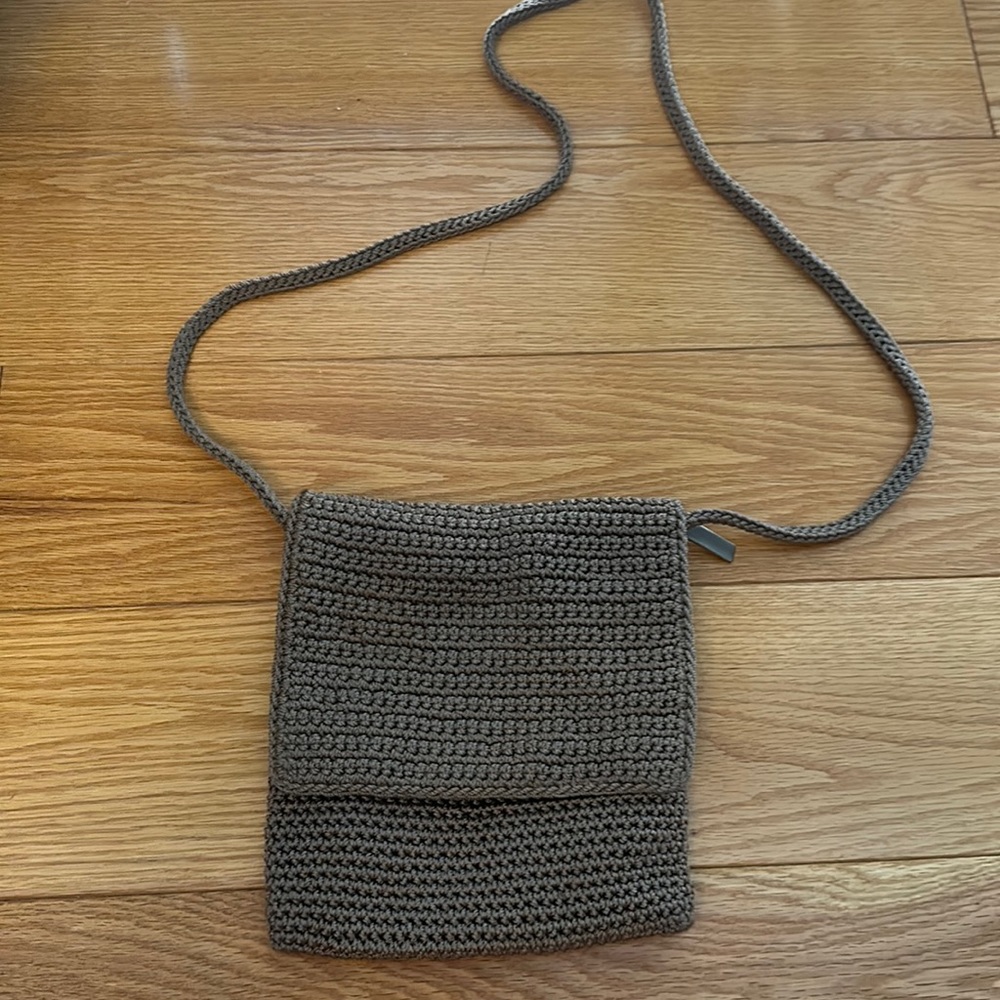 The Sak small crossbody crochet purse in tan